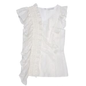 CHELSEA & WALKER NWT Ivory Cotton Silk Blend Bush Ruffle Top Blouse // 6